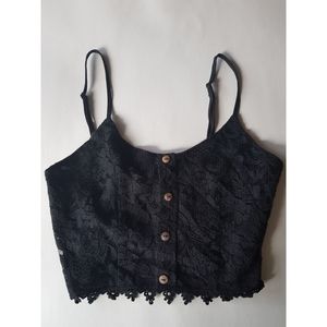 Paper Crane Black Lace Crop Top XS